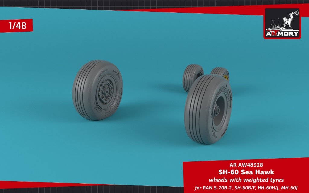Armory Models AW48328 SH-60 Seahawk wheels w/ weighted tires 1/48 – immagine 2