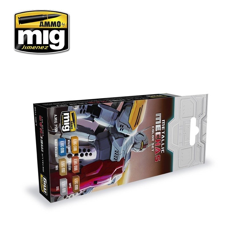 AMMO of Mig Jimenez 7158 METALLIC MECHAS COLOR SET 6x17ml – immagine 2