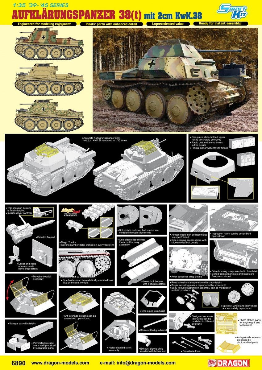 Dragon 6890 Aufklarungspanzer 38(t) avec 2cm Kw.K.38 (1/35)