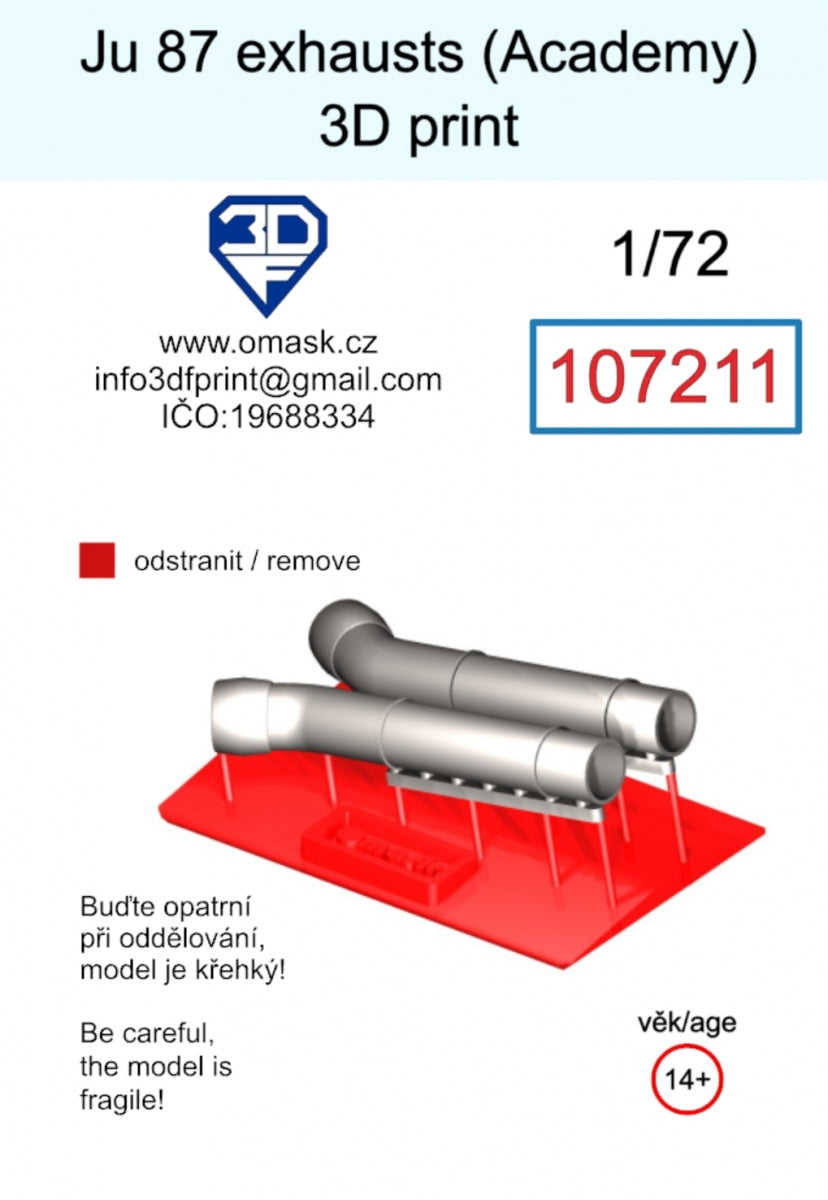 Omask 107211 Ju 87 exhaust (Academy) 3D print 1/72 – immagine 2