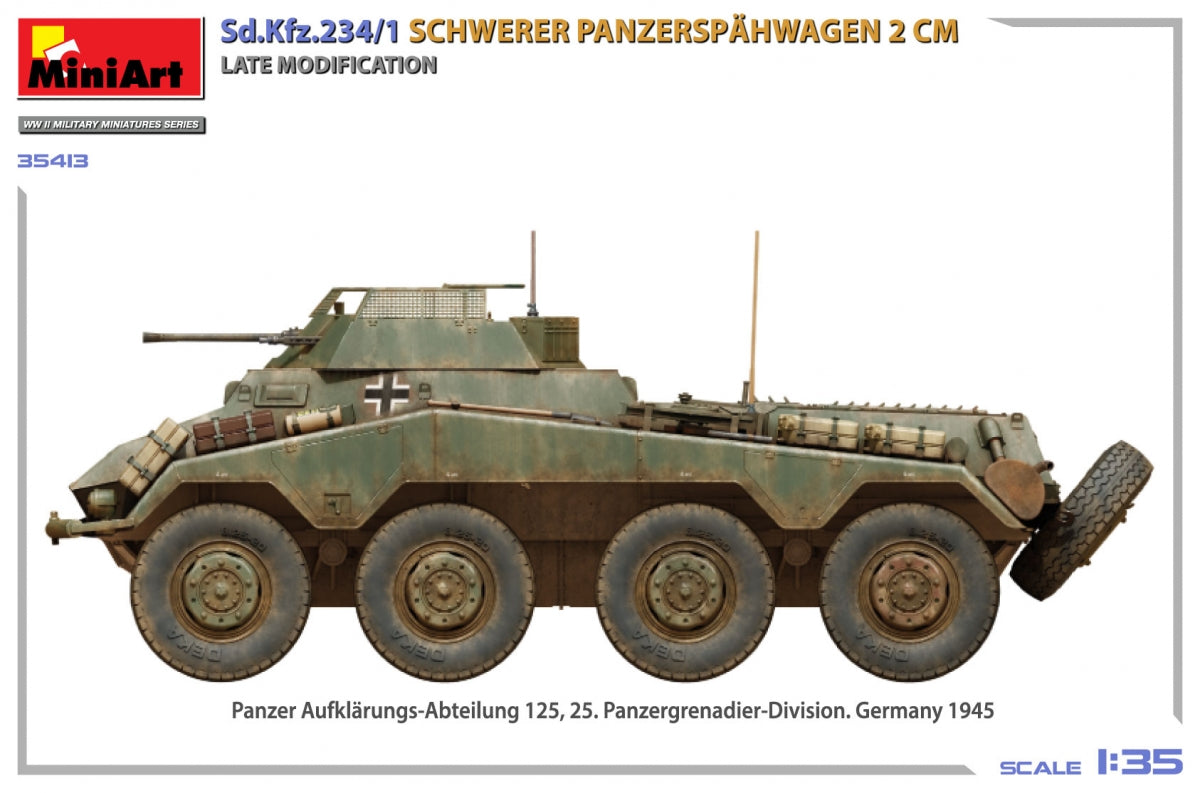 MiniArt 35413 Sd.Kfz.234/1 Schwerer Panzerspähwagen (2 cm). Late Mod 1/35 – immagine 7