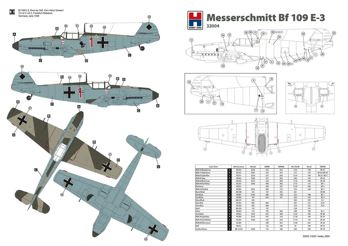 Hobby 2000 32004 Messerschmitt Bf 109 E-3 ( DRAGON + CARTOGRAF ) 1/32 – Bild 2