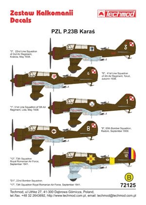 Techmod 72125 - PZL-23B Karaś 1/72 – imagen 2
