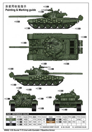 Trumpeter 09602 Soviet T-72 Ural with Kontakt-1 Reactive Armor 1/35 – immagine 4