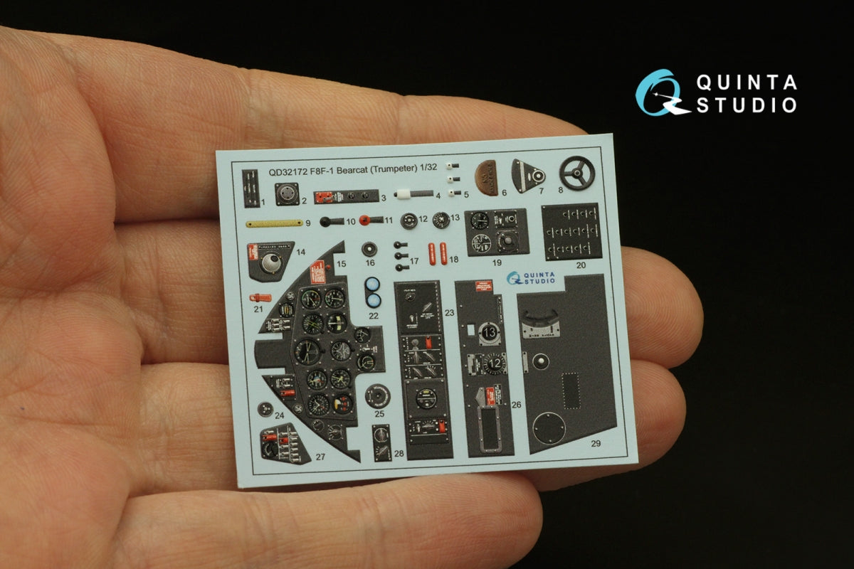 Quinta Studio QD32172 F8F-1 Bearcat 3D-Printed coloured Interior on decal paper (Trumpeter) 1/32 – immagine 3