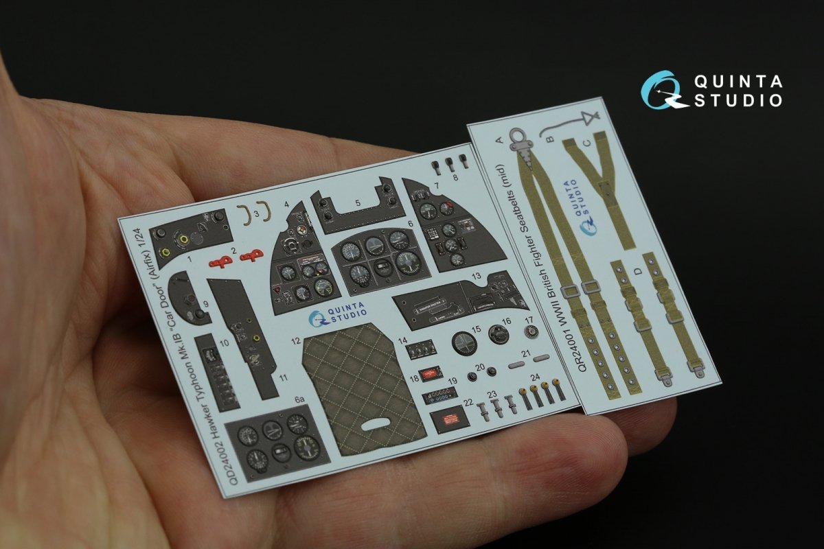 Quinta Studio QD24002 Hawker Typhoon (Car Door) 3D-Printed &amp;amp; coloured Interior on decal paper (Airfix) 1/24 – Bild 8