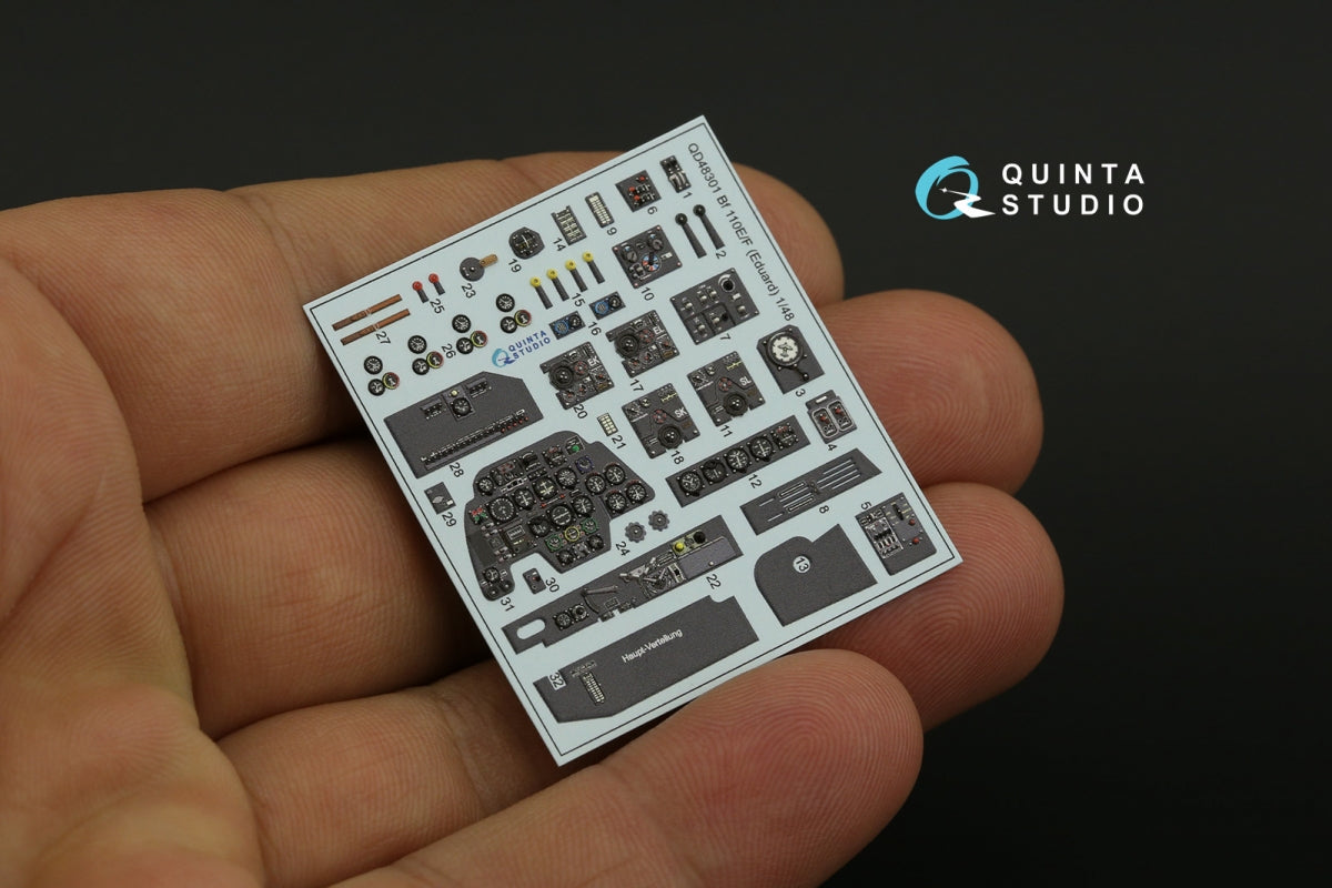 Quinta Studio QD48301 Bf 110E/F 3D-Printed &amp;amp; coloured Interior on decal paper (Eduard) 1/48 – immagine 10