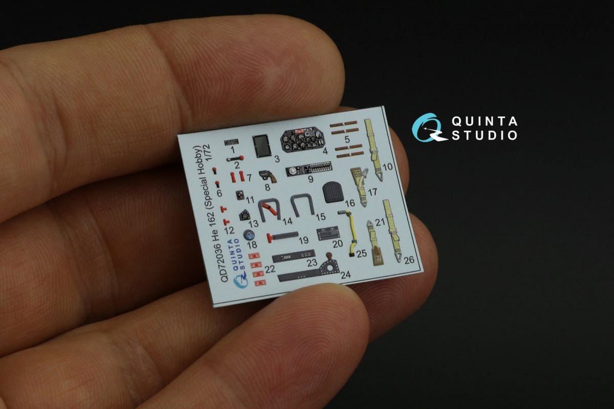Quinta Studio QD72036 He 162 3D-Printed &amp;amp; coloured Interior on decal paper (Special Hobby) 1/72 – immagine 9