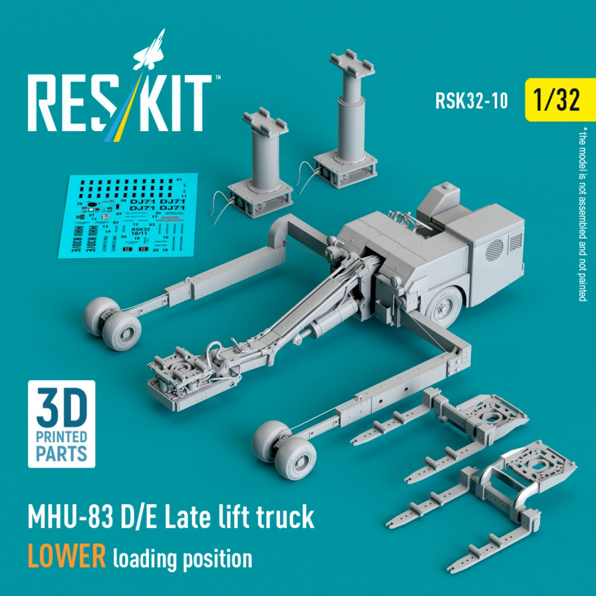RESKIT RSK32-0010 MHU-83 D/E Chariot élévateur tardif, position de chargement inférieure (kit de maquette imprimé en 3D) 1/32 – image 2