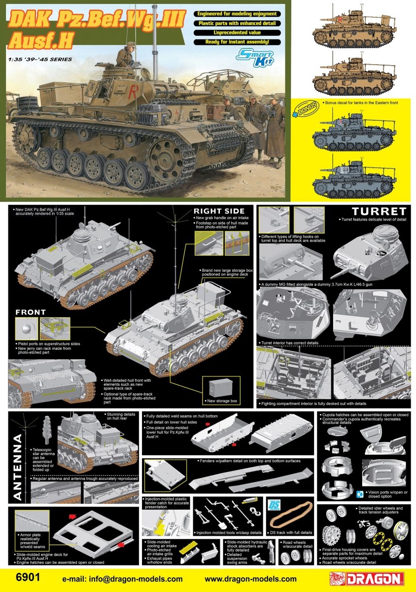 Dragon 6901 DAK Pz.Bef.Wg.III Ausf.H 1/35