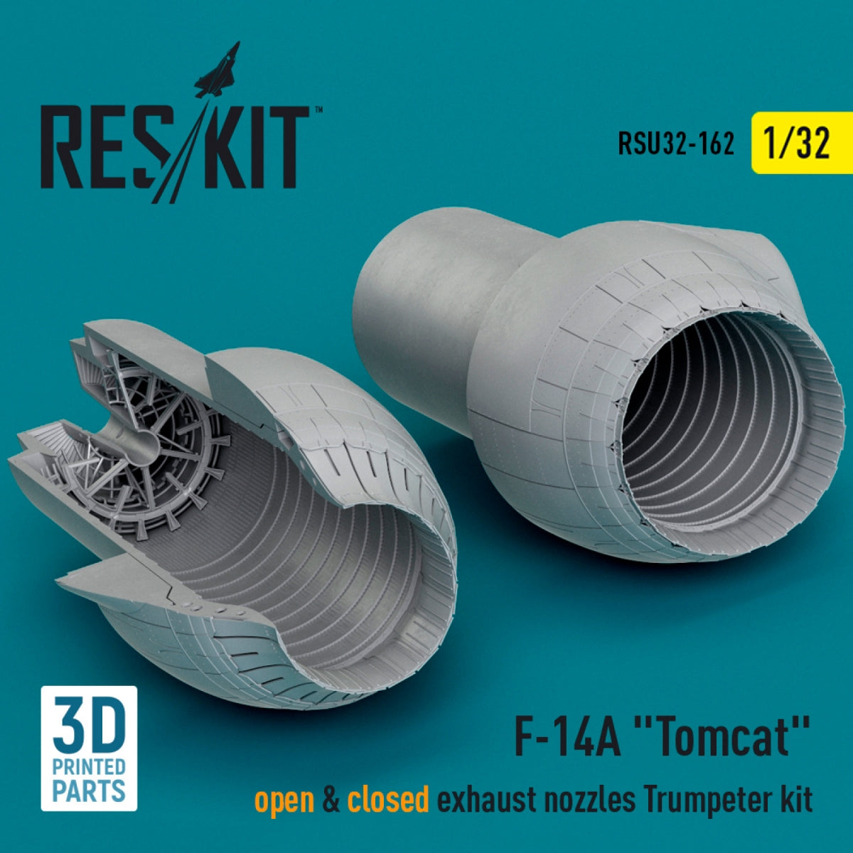 RESKIT RSU32-0162 F-14A « Tomcat » tuyères d'échappement ouvertes et fermées, kit Trumpeter (impression 3D), échelle 1/32
