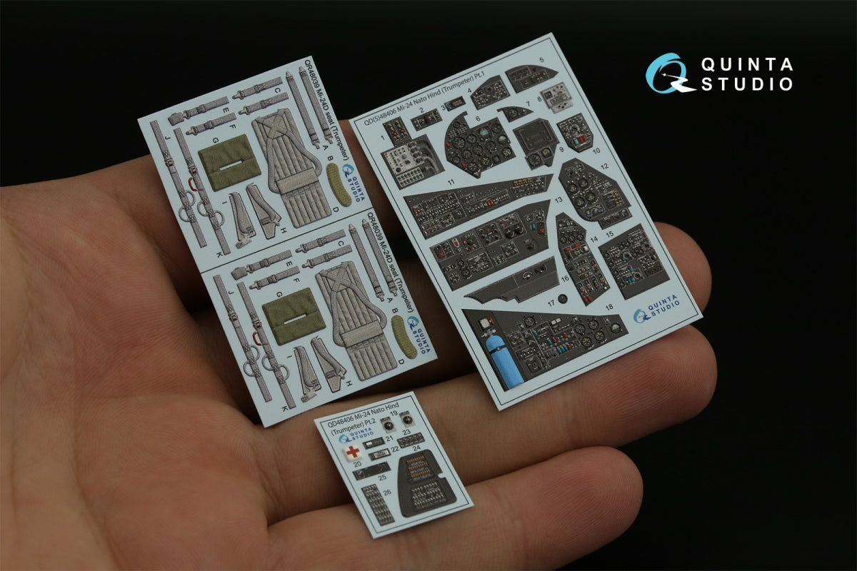 Quinta Studio QD48406 Mi-24 Nato Hind 3D-Printed &amp;amp; coloured Interior on decal paper (Trumpeter) 1/48 – immagine 5