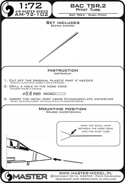 Master AM-72-102 BAC TSR.2 - Pilot Tube 1/72 – Bild 4