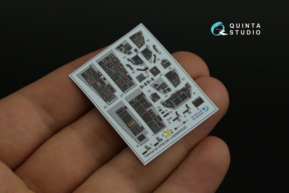 Quinta Studio QD48408 F-16D block 50 3D-Printed &amp;amp; coloured Interior on decal paper (Kinetic 2022 tool) 1/48 – immagine 8