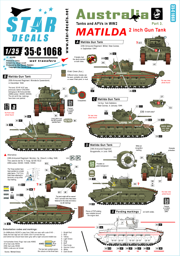 Star Decals 35-C1068 Australia Tanks &amp;amp; AFVs #3 1/35