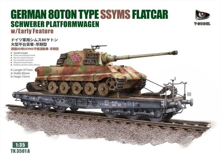 Wagon plat allemand de type SSYMS de 80 tonnes (Schwerer Platformwagen) T-Model TK3501A, échelle 1/35