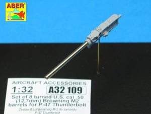 Aber A32109 Set of 8 turned cal .50 (12,7mm) U.S. Browning M2 barrels for P-47 Thunderbolt 1/32 – immagine 3