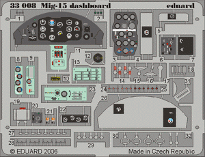 Eduard 33008 MiG-15 dashboard TRUMPETER 1/32