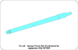 Aber 72L-49 Lufa 75 mm Pak39 L/48 do niemieckiego działa pancernego Hetzer / German 75 mm Pak39 L/48 barrel for Hetzer 1/72 – Bild 3
