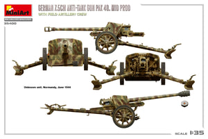 MiniArt 35400 Canon antichar allemand de 7,5 cm PAK 40. Production moyenne avec équipe d&amp;#39;artillerie de campagne 1/35  – image 8