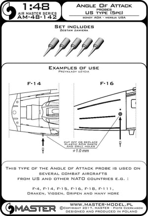 Master AM-48-142 Angle of Attack Probes US Type (5pcs) 1/48 – imagen 3