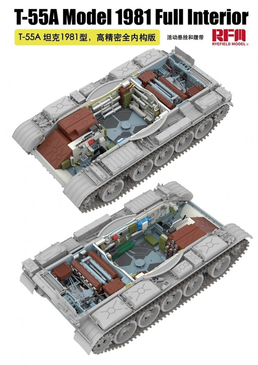 Rye Field Model 5155 T-55A Model 1981 w/ Full Interior Kit 1/35