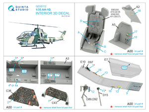 Quinta Studio QD35112 AH-1G Cobra 3D-Printed &amp;amp; coloured Interior on decal paper (ICM) 1/35 – immagine 2