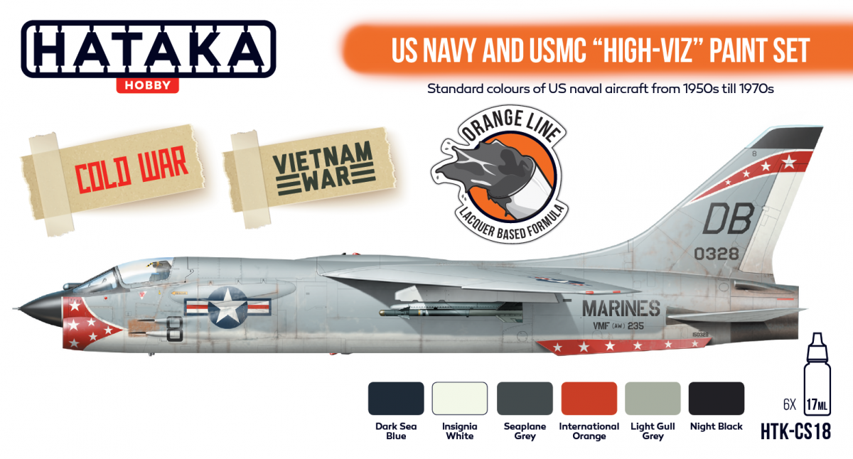 Hataka HTK-CS18 ORANGE LINE – US Navy and USMC high-viz Paint Set 6x17ml – immagine 2