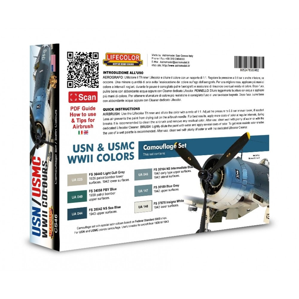 Lifecolor CS46 Acrylic paint set American Aircraft Set 1 USN &amp;amp; USMC WWII 6x22ml – immagine 2