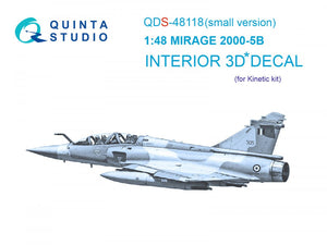 Quinta Studio QDS-48118 Mirage 2000-5B 3D-Printed &amp;amp; coloured Interior on decal paper (Kinetic) (Small version) 1/48