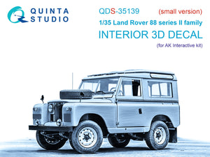 Quinta Studio QDS-35139 Land Rover 88 series II family 3D-Printed &amp; coloured Interior on decal paper (AK Interactive) (Small version) 1/35