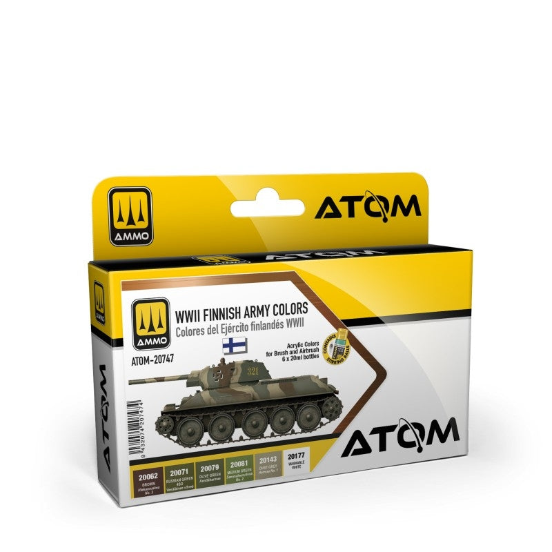 AMMO by Mig Jimenez 20747 ATOM WWII Finnish Army Colors Set 6x20ml