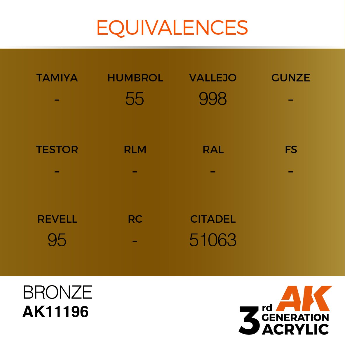 AK Interactive AK11196 BRONZE – METALLIC 17ml – immagine 3
