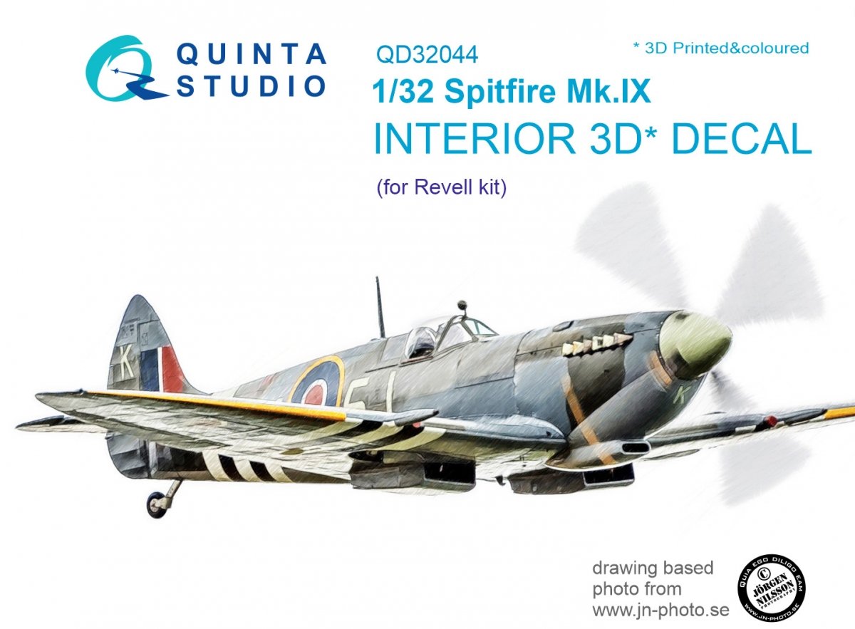 Quinta Studio QD32044 Spitfire Mk. IX 3D-Printed &amp; colored Interior on decal paper (for Revell kit) 1/32