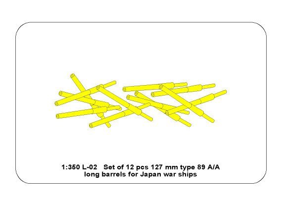 Aber 350L-02 Set of 12 pcs 127mm type 89 A/A long barrels for Japan ships 1/350 – immagine 5