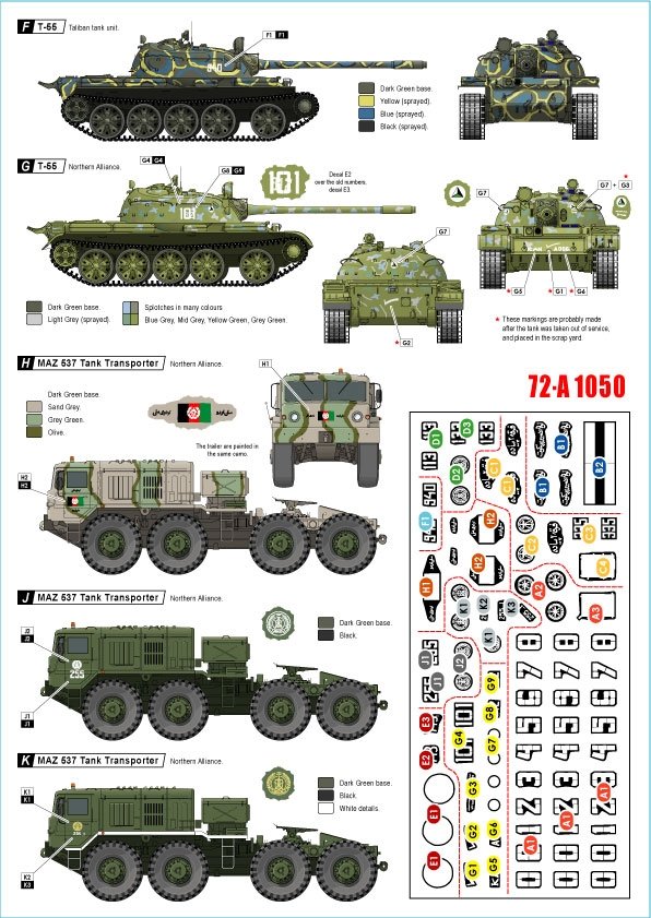 Star Decals 72-A1050 Guerre en Afghanistan n° 1. T-54B, T-55, T-55A, T-55AM et MAZ-537 1/72 – image 2
