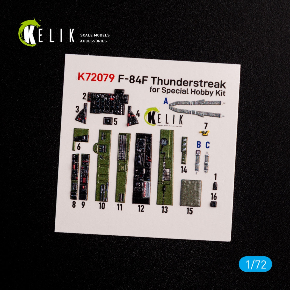 KELIK K72079 F-84F Thunderstreak interior 3D decals for Special Hobby kit 1/72 – Bild 2
