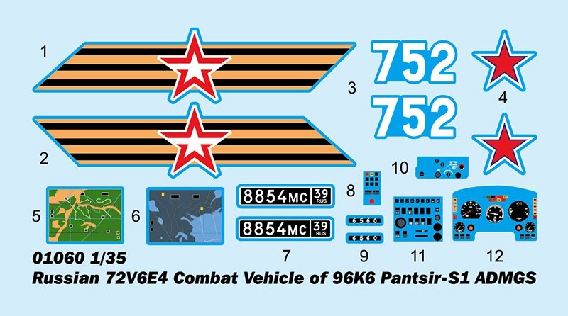 Trumpeter 01060 Russian 72V6E4 Combat Vehicle of 96K6 Pantsir -S1 ADMGS 1/35 – zdjęcie 3