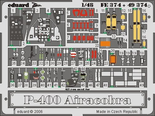 Maquette Eduard FE374 P-39/P-400 au 1/48 Hasegawa