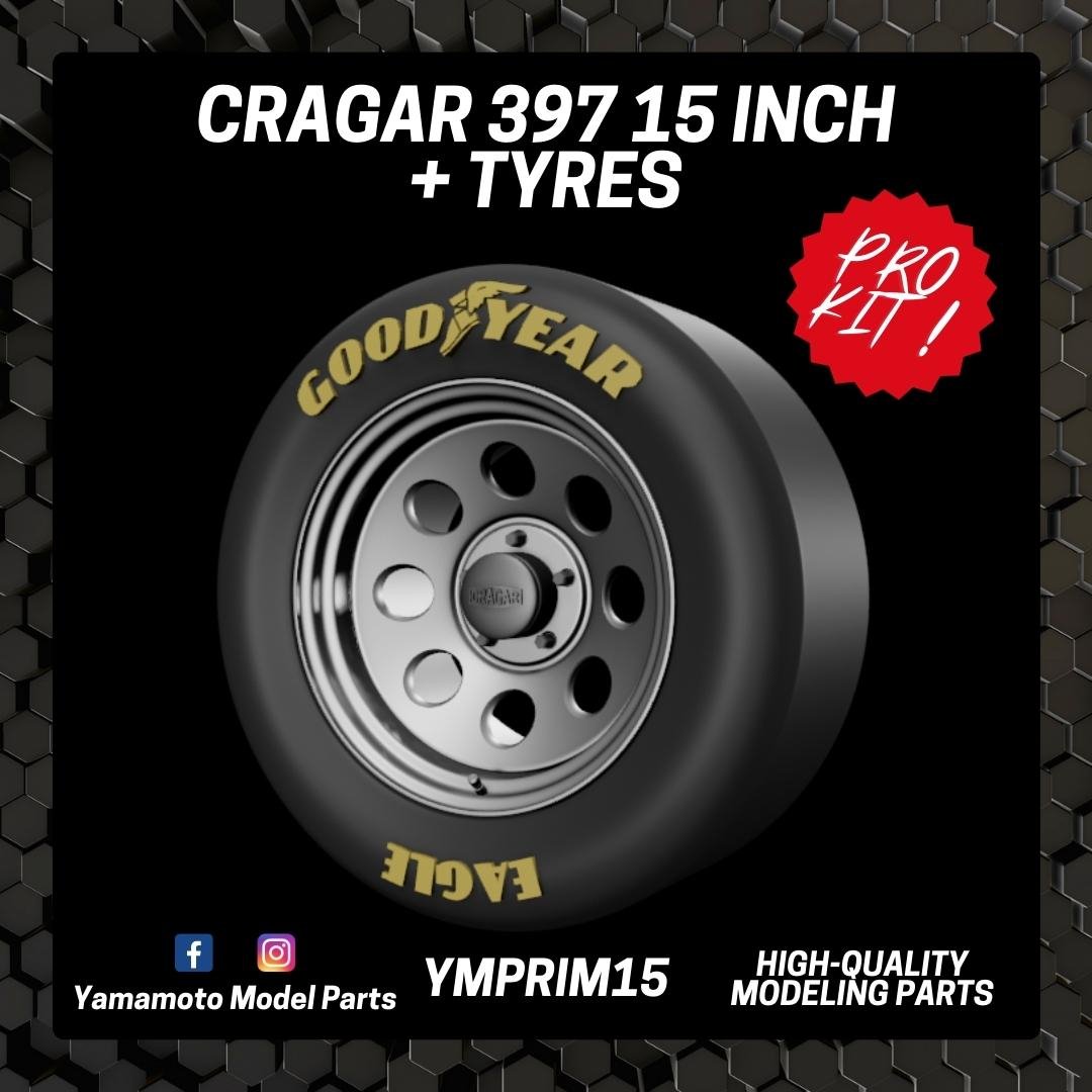 Yamamoto YMPRIM15 Cragar 397 15&amp;quot; + Tyres Prokit! 1/24
