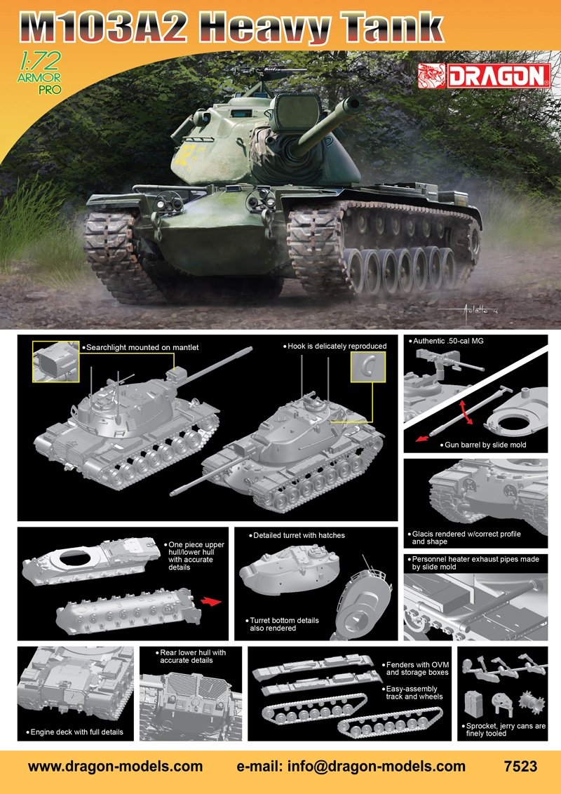 Dragon 7523 M103A2 Heavy Tank 1/72 – imagen 2