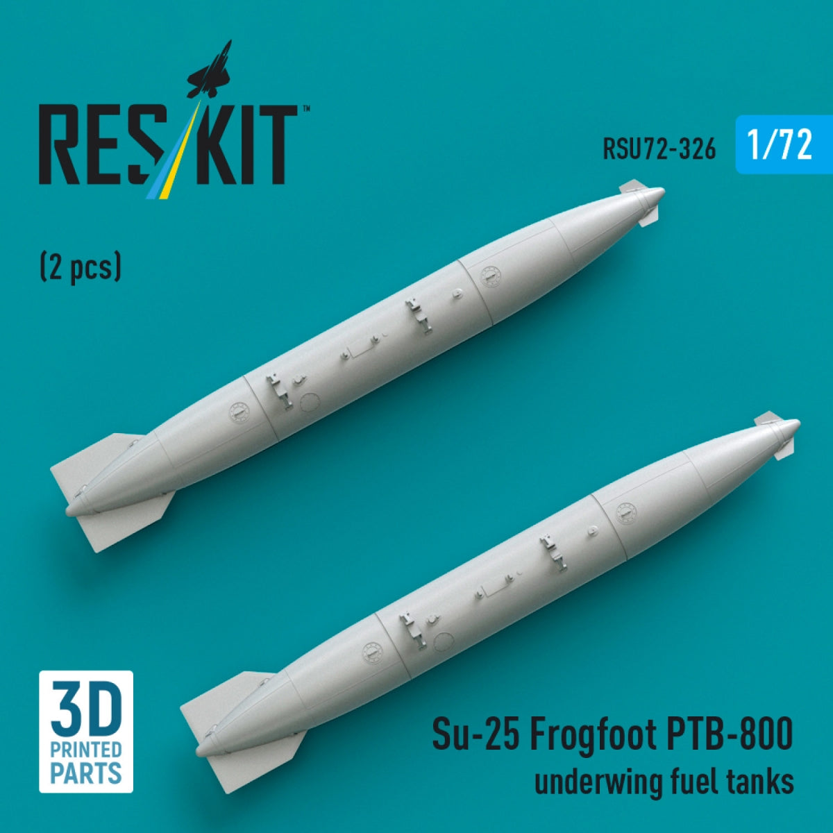RESKIT RSU72-0326 Su-25 Frogfoot PTB-800 underwing fuel tanks (2 pcs) (3D Printed) 1/72