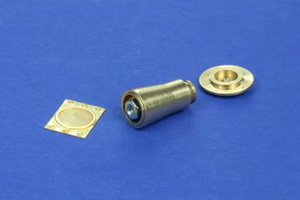 RB Model 35A08 Railroad round buffer turned and photo etch brass kit set contains two buffers 1/35 – immagine 5