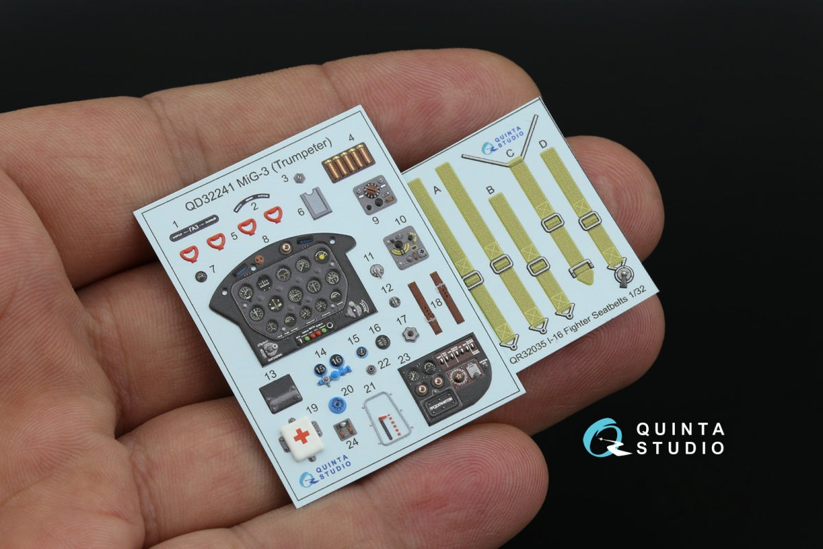 Quinta Studio QD+32241 MiG-3 3D-Printed &amp;amp; coloured Interior on decal paper (Trumpeter) (with 3D-printed resin parts) 1/32 – immagine 4