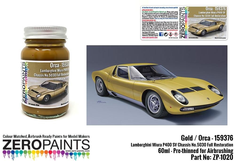 Zero Paints ZP-1020-MIURA Lamborghini Miura P400 SV Full Restoration Orca (Gold) Paint 60ml