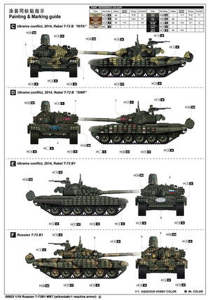 Trumpeter 00925 Russian T-72B1 MBT w/kontakt-1 reactive armor 1/16 – immagine 2