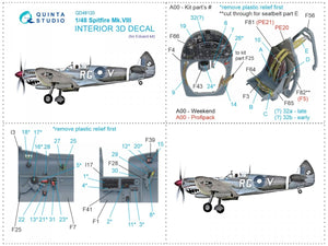 Quinta Studio QD48120 Spitfire Mk.VIII 3D-Printed &amp;amp; colored Interior on decal paper (Eduard) 1/48 – image 12