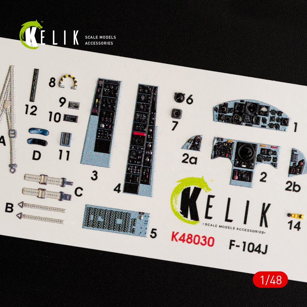 KELIK K48030 F-104J &amp;quot;STARFIGHTER&amp;quot; INTERIOR 3D DECALS FOR KINETIC KIT 1/48 – immagine 2