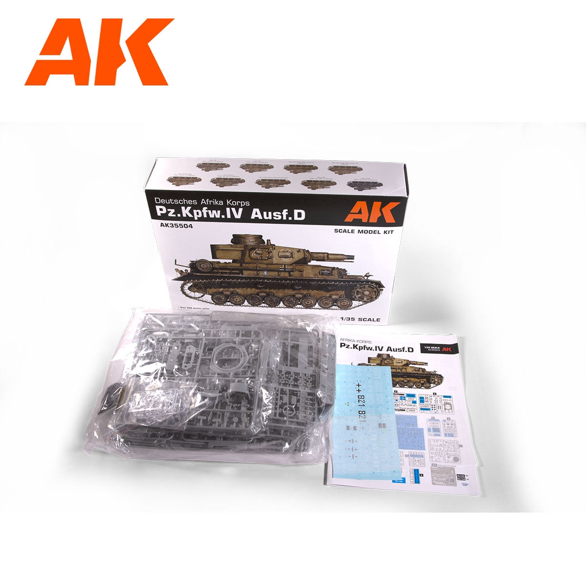 AK Interactive AK35504-B PZ.KPFW.IV AUSF.D AFRIKA KORPS + 5 FIGURES GERMAN TANK CREW AFRIKA KORPS 1/35 – immagine 2