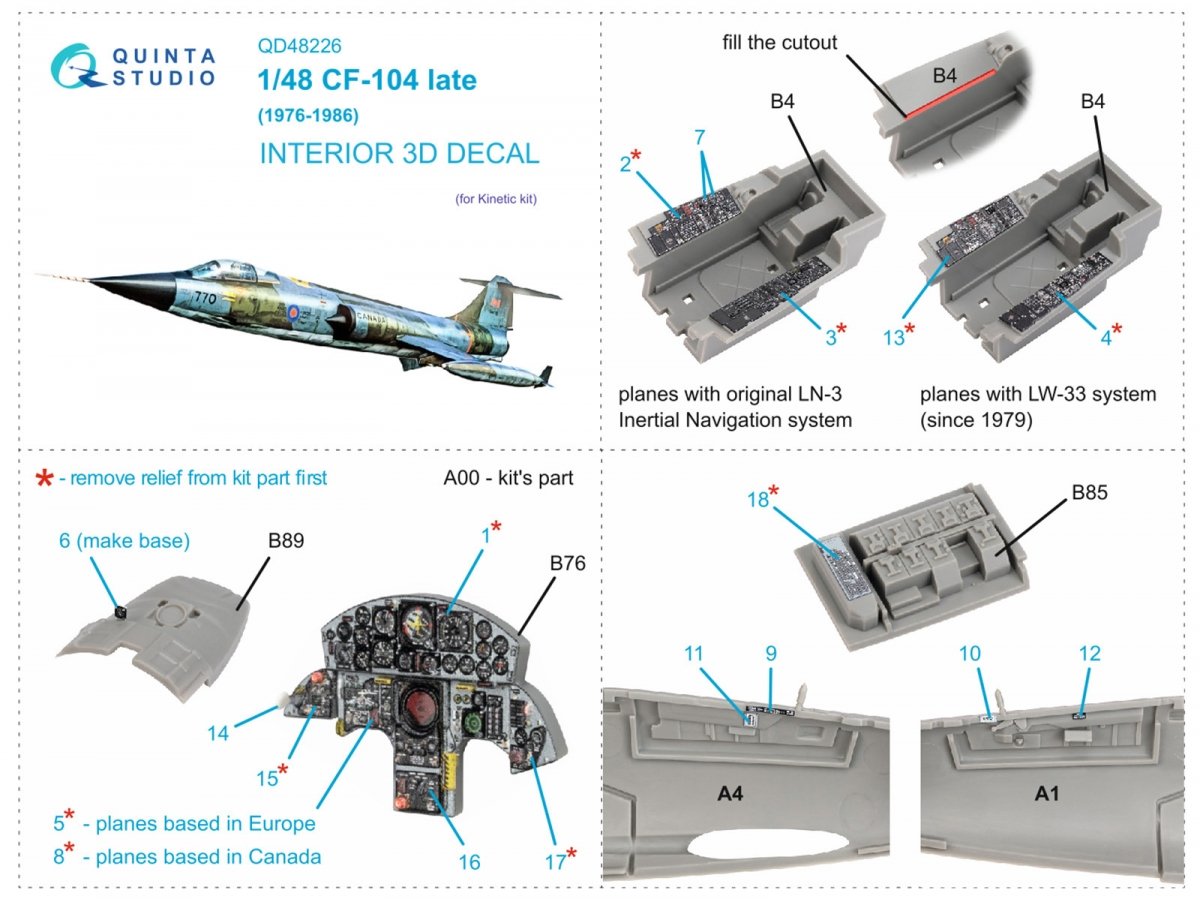 Intérieur imprimé en 3D et coloré sur papier décalcomanie Quinta Studio QD48226 CF-104 Late (Kinetic) 1/48 – image 2